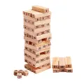 Wooden digital tumbling tower stacking blocks game with numbered pieces and dice for fun. - Standard Type