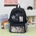 Black polka dot star ita bag for anime fans, cute Japanese style student school backpack - Basic Polka Dot Star Style / Black