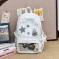 Japanese sweet style polka dot star backpack clear window itaba cute school bag for student - Pink Lace Polka Dot Pentagram Style / White