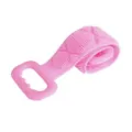 Rosa Silikon Rueckenbuerste fuer Dusche, langer Duschgurt mit Griffen und Massagenoppen. - Rosa