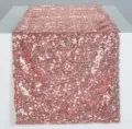 Rose gold sequin table runner for wedding party decoration, shiny fabric table decor. - Rose Gold Table Runner / 30x275cm