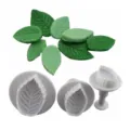 Leaf plunger cutters 3-piece set for cake decorating fondant molds and baking tools. - White