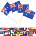 Wooden toothpick flags, decorative food picks with various national flags for parties. - Australia Flag Toothpick Flag / 100 Pieces/Pack