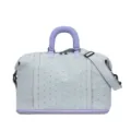 Lightweight Travel Duffel Bag Large Capacity Travel Bag Grey Blue with Purple Polka Dots - Gray