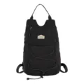 Mochila de viaje casual negra para mujer senderismo al aire libre con cordón elástico - Estilo Grande Negro (酷炫熊8285) / Grande (28x16x42cm) / Negro