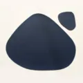 Waterdrop shaped faux leather placemat and coaster set, waterproof and heat resistant, dark blue. - Irregular Placemat with Coaster / Dark Blue Without Printing
