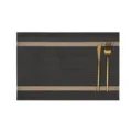 PVC heat-insulation placemat waterproof non-slip table mat with chic double stripe design - Horizontal Stripe Gold Thread Placemat / Gold Brown