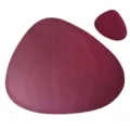 Burgundy faux leather placemat waterproof heat-insulating teardrop table mat for dining room - Irregular Placemat with Coaster / Red Without Printing