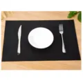 Schwarze PVC gewebte Tischmatte hitzebeständige Platzdeckchen für Esszimmer Küche. - Schwarz
