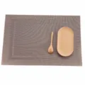 Set de table PVC Textilene imperméable isolation thermique style européen de cuisine - Champagne Double Cadre