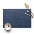 Blaues Gewebtes PVC Tischset Quadratisch Hitzebeständig Rutschfest Küche Essunterlage - 45x30cm, 0.1cm Dicke / Vertikalstreifen Blau-Schwarz