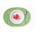 Ovale gewebte Baumwoll-Tischmatte hitzebeständige rutschfeste Platzdeckchen für Heimdekoration. - 50*35cm / Algengrün