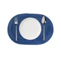 Blue oval braided placemat cotton yarn table mat heat resistant anti slip kitchen dining decor - 50x35cm / Blue