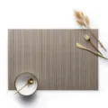 Europäischer vertikal gestreifter PVC Tischset wärmeisolierend rutschfeste Tischmatte - 45x30cm, 0.1cm Dicke / Vertikalstreifen Helles Kaffee