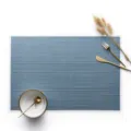 Nordisch PVC Hitzebestaendig Tischset Wasserdicht Oelbestaendig Esstisch Doppelstreifen - Golddraht Blau