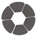 Set di tovagliette a ventaglio in PVC Teslin, tappetino da tavolo rotondo moderno per la casa. - Grande Ventaglio 48x33CM / Motivo a Righe Verticali Grigio Scuro