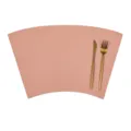 Rosa fächerförmige doppelseitige Tischsets aus Leder für den Esstisch, wasserdicht. - Kleine Fächerform 43x27cm / Rosa + Dunkelgrau (Doppelseitig)