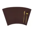 Dunkelbraune foermige Leder-Tischset Hauptansicht, wasserfeste Tischauflage fuer Esszimmer. - Kleine Fächerform 43x27cm / Dunkelkaffee + Weiß (Doppelseitig)