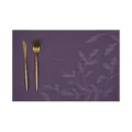 Lila PVC Gewebter Tischset mit Blattmuster und Schickem Goldenem Besteck Essunterlage - 30*45cm / Lila