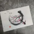 Chinesischer Stil PVC gewebtes Tischset wärmeisolierend antiverbrühung Tischmatte Tinte Blume - Winterpflaume