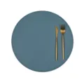 Runde Kunstleder Tischset Blau Grau Skandinavisch PVC Hitzebeständige Tischmatte Esszimmer - 38*38cm / Blau