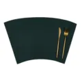 Dark green sector leather placemat, waterproof and oil-proof table mat for home dining. - Dark Green + Off-White (Double-Sided)