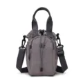 Grey nylon mini bucket shoulder bag, casual drawstring crossbody phone bag for women - Deep purple