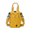 Yellow nylon mini bucket bag for women, casual crossbody phone bag with drawstring. - Yellow