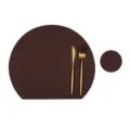 Set di tovagliette in pelle impermeabile e sottobicchiere, stile scandinavo moderno. - Tovaglietta Semicircolare Con Sottobicchiere / Caffè e bianco latte