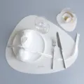 Nordisch Wassertropfen Leder Tischset wasserdicht wärmeisolierend Esstisch Matte Set - Unregelmäßiges Tischset mit Untersetzer / Weiß