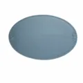 Blauer ovaler Kunstleder Tischset im Vintage Stil gepraegt Hitzebestaendige Tischematte - Hellblau Schleife Oval Tischset