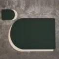 Set di tovaglietta americana e sottobicchiere in pelle PU nordica, tappetino termico impermeabile. - Verde Scuro e Beige (Tovaglietta Pane + Sottobicchiere Pane)