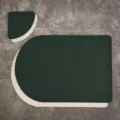 Set tovaglietta e sottobicchiere in pelle nordica minimalista impermeabile e termoisolante - Verde Scuro e Beige (Tovaglietta Pane + Sottobicchiere Triangolo)