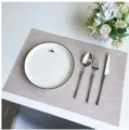 PVC Woven Placemat Heat Insulated Waterproof Table Mat for Kitchen Home Hotel Dining Decor - Rectangle / Off-White