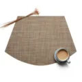 Tovaglietta intrecciata in PVC marrone a ventaglio antiscivolo resistente al calore - 45*30cm / 2*2 a Ventaglio Marrone