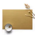 Golden PVC woven placemat heat insulated table mat for dining room kitchen home hotel decorations - Bright Silk Placemat / Gold