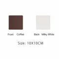 Sottobicchiere in pelle bifacciale 10x10cm impermeabile resistente al calore marrone - Caffè + Bianco Latte Bilaterale (Tappetino Tazza) 10x10CM