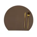 Nordic silicone placemat waterproof anti-slip half-round table mat for dining room kitchen. - Chocolate