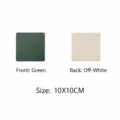 Campione di sottobicchiere in pelle bifacciale colore verde e beige, misura 10x10 cm. - Verde + Beige Bilaterale (Tappetino Tazza) 10x10CM