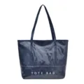 Stylish waterproof glossy tote bag for women, large capacity shoulder handbag for daily commute. - Blue