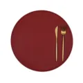 Round faux leather placemat Nordic style waterproof heat resistant table mat for dining room. - 38*38cm / Red