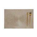 Gold PVC Gewebter Tischset Tischmatte Hitzebestaendig Kueche Essgeschirr Variante - Gold Rechteck