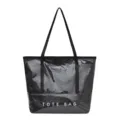Black Patent Leather Tote Bag Large Capacity Waterproof Shoulder Bag Casual Handbag For Women - Black