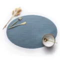 Ovale PVC geflochtene Tischmatte blaue Tischset Hitzebeständige Essunterlage abwischbar - Oval 45x30cm / Goldfaden Blau