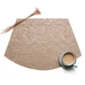 European style fan shaped woven placemat heat resistant table mat kitchen dining decor - Fan-shaped 45x30cm / Milk Coffee Jacquard Placemat