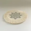 Nordic bohemian woven cotton coaster with fringe and mandala pattern for home table decor. - Grass Green Floral Coaster 17cm Style 3