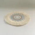Bohemian Woven Cotton Coaster Round Fringe Placemat Heat Insulated Table Mat Decor - Brown Green Floral Coaster 17cm Style 7