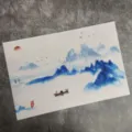 Chinese style PVC woven placemat heat insulation anti-scald table mat watercolor landscape - Autumn Geese 2
