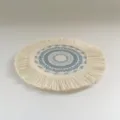 Nordic Bohemian woven cotton coaster, round heat insulation placemat with fringe details. - Blue Gray Floral Coaster 17cm Style 8
