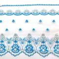 Blue white water soluble lace trim detail embroidery pattern fabric accessory DIY sewing craft - 15 Yards per Piece / Blue Gold